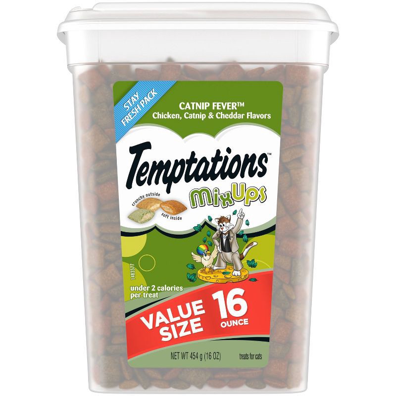 slide 1 of 12, Temptations MixUps Chicken, Catnip and Cheese Flavor Crunchy Adult Cat Treats - 16oz, 16 oz