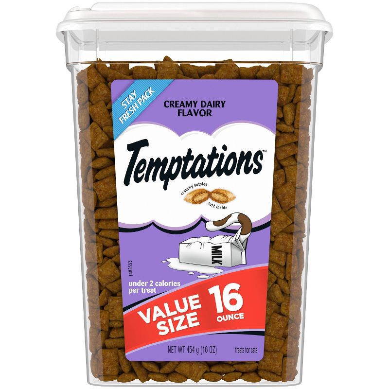 slide 1 of 10, Temptations Classic Creamy Milk Flavor Crunchy Cat Treats - 16oz, 16 oz