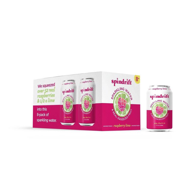 slide 1 of 7, Spindrift Raspberry Lime Sparkling Water - 8pk/12 fl oz Cans, 8 ct; 12 fl oz