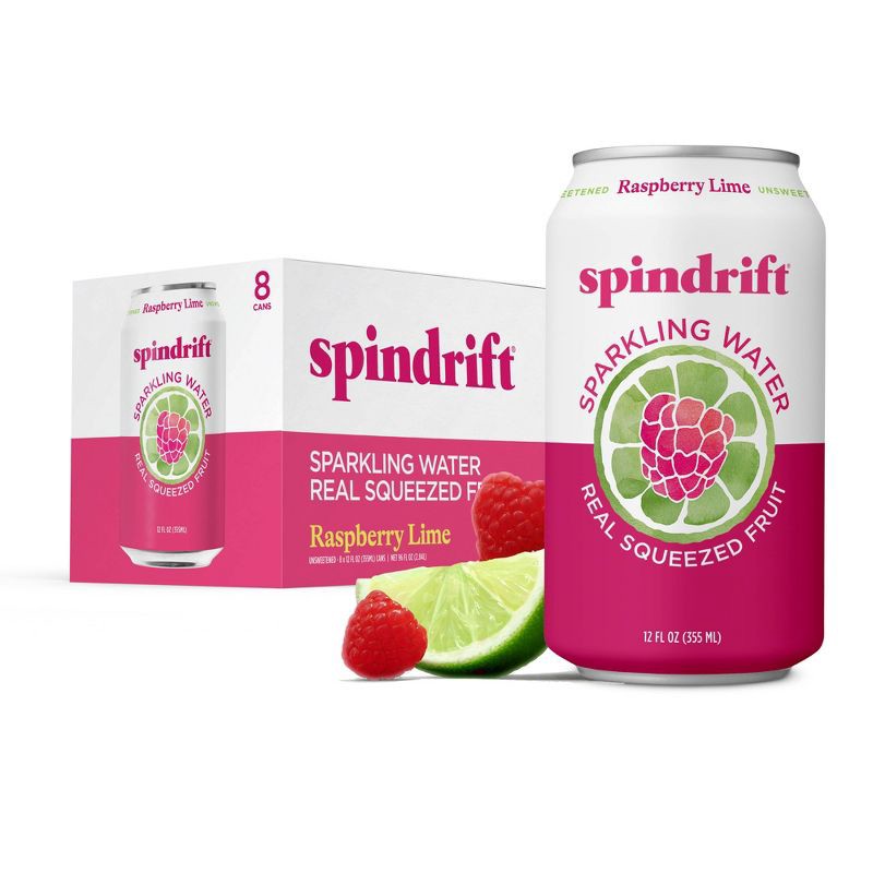slide 1 of 6, Spindrift Raspberry Lime Sparkling Water - 8pk/12 fl oz Cans, 8 ct; 12 fl oz