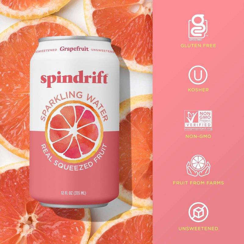 slide 3 of 6, Spindrift Grapefruit Sparkling Water - 8pk/12 fl oz Cans, 8 ct; 12 fl oz