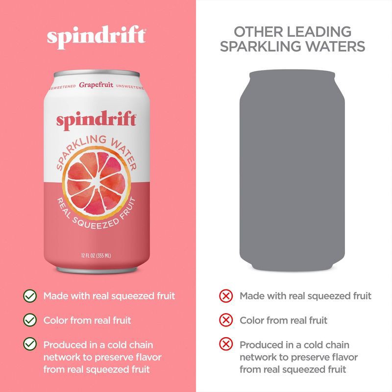 slide 4 of 6, Spindrift Grapefruit Sparkling Water - 8pk/12 fl oz Cans, 8 ct; 12 fl oz