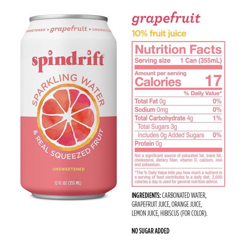 slide 6 of 7, Spindrift Grapefruit Sparkling Water - 8pk/12 fl oz Cans, 8 ct; 12 fl oz