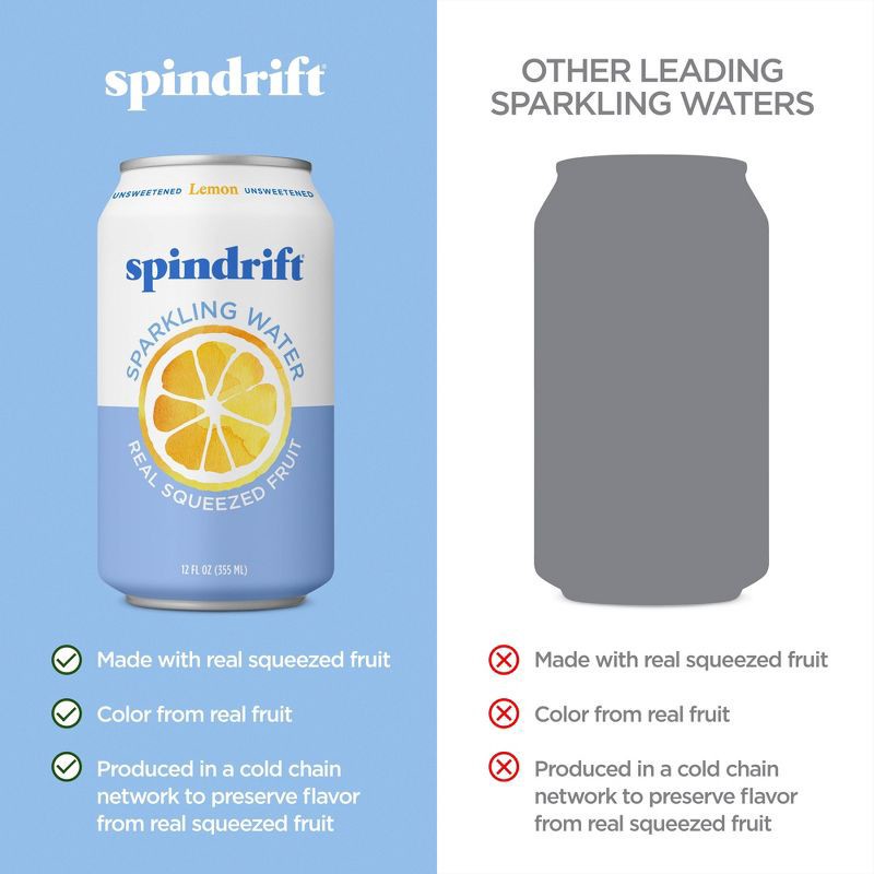 slide 4 of 6, Spindrift Lemon Sparkling Water - 8pk/12 fl oz Cans, 8 ct; 12 fl oz