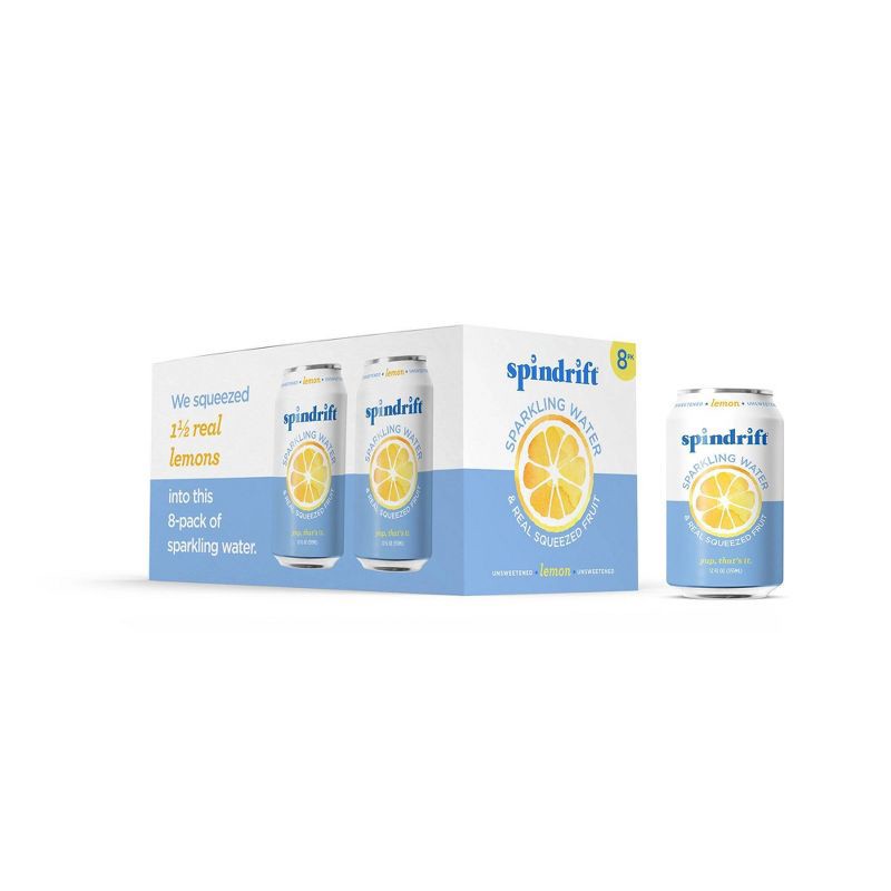 slide 1 of 7, Spindrift Lemon Sparkling Water - 8pk/12 fl oz Cans, 8 ct; 12 fl oz