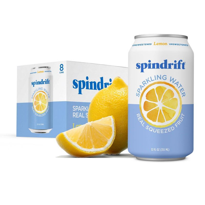 slide 1 of 6, Spindrift Lemon Sparkling Water - 8pk/12 fl oz Cans, 8 ct; 12 fl oz