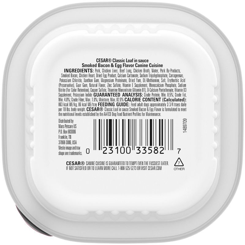 slide 10 of 11, Cesar Egg and Smoked Bacon Flavor Classic Loaf in Sauce Wet Dog Food - 3.5oz, 3.5 oz