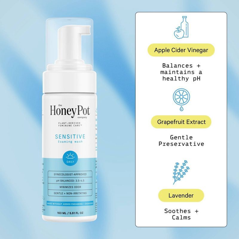 slide 4 of 9, The Honey Pot Company, Sensitive Feminine Foaming Wash - 5.51 fl oz, 5.51 fl oz