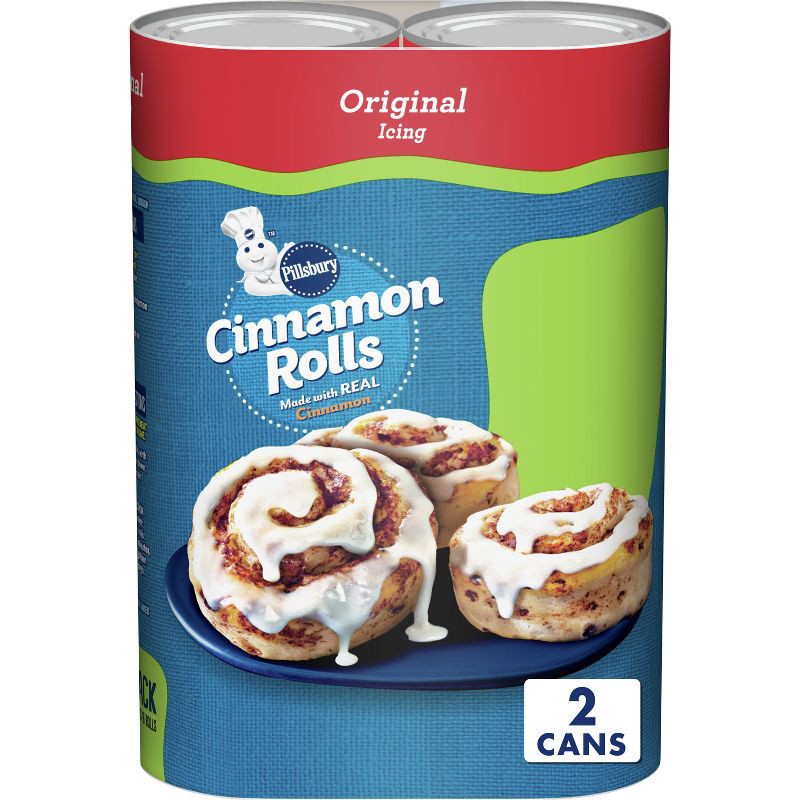 slide 1 of 7, Pillsbury Cinnamon Rolls with Icing - 2pk/12.4oz Cans, 2 ct; 12.4 oz