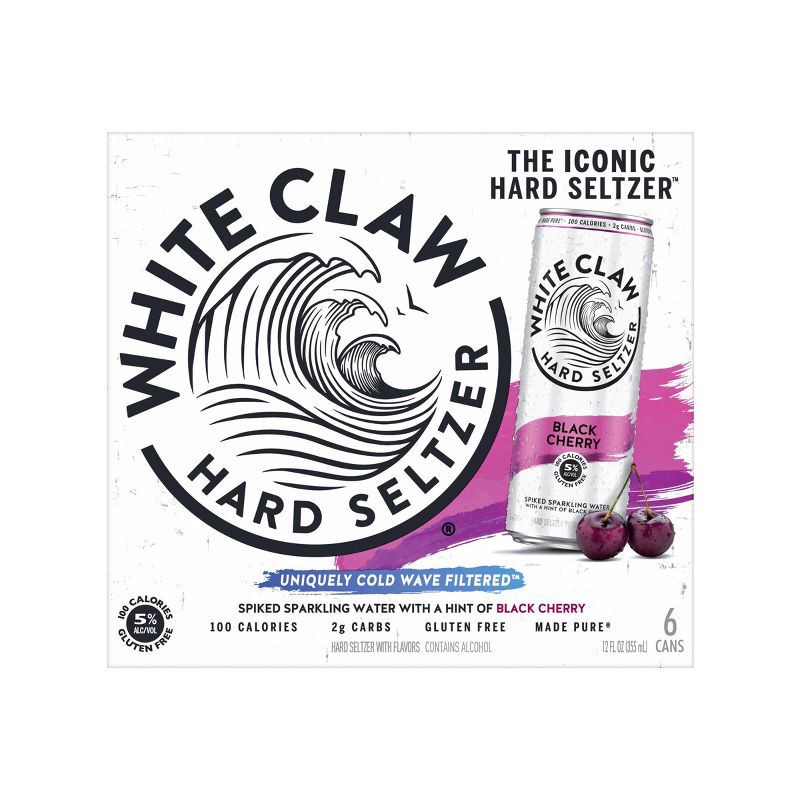 slide 2 of 6, White Claw Hard Seltzer White Claw Black Cherry Hard Seltzer - 6pk/12 fl oz Slim Cans, 6 ct; 12 fl oz