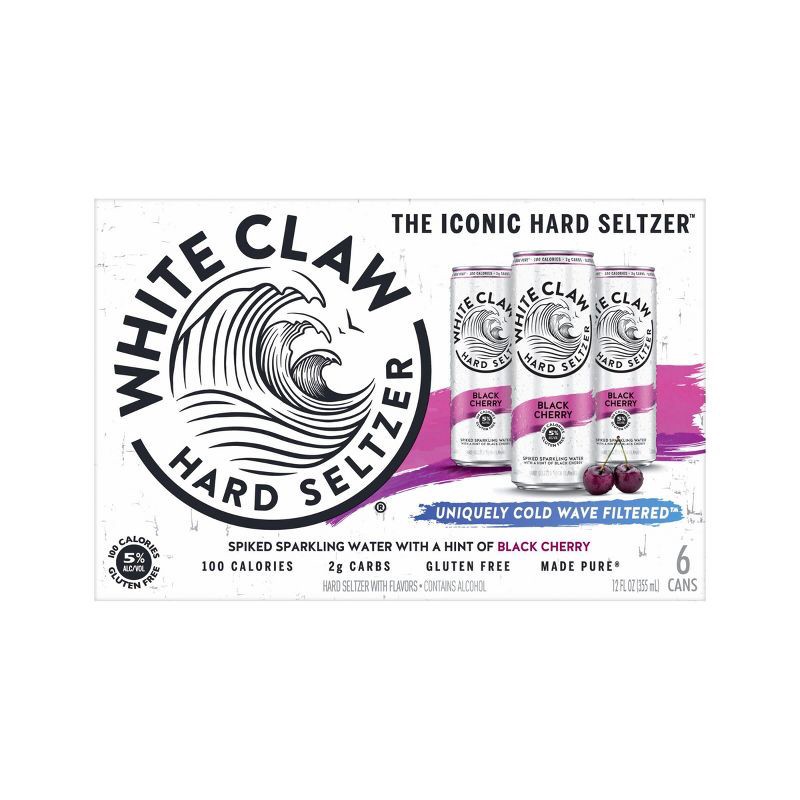 slide 5 of 6, White Claw Hard Seltzer White Claw Black Cherry Hard Seltzer - 6pk/12 fl oz Slim Cans, 6 ct; 12 fl oz