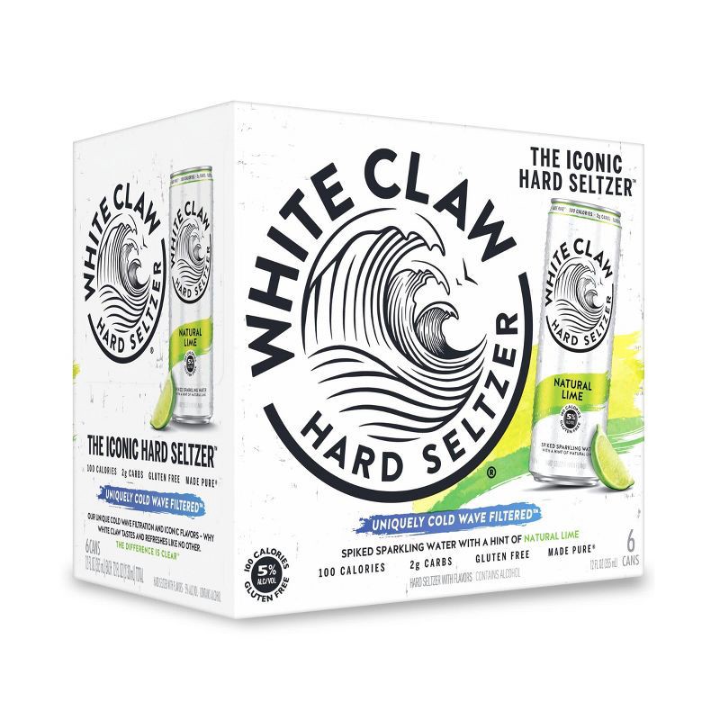slide 1 of 6, White Claw Hard Seltzer White Claw Natural Lime Hard Seltzer - 6pk/12 fl oz Slim Cans, 6 ct; 12 fl oz