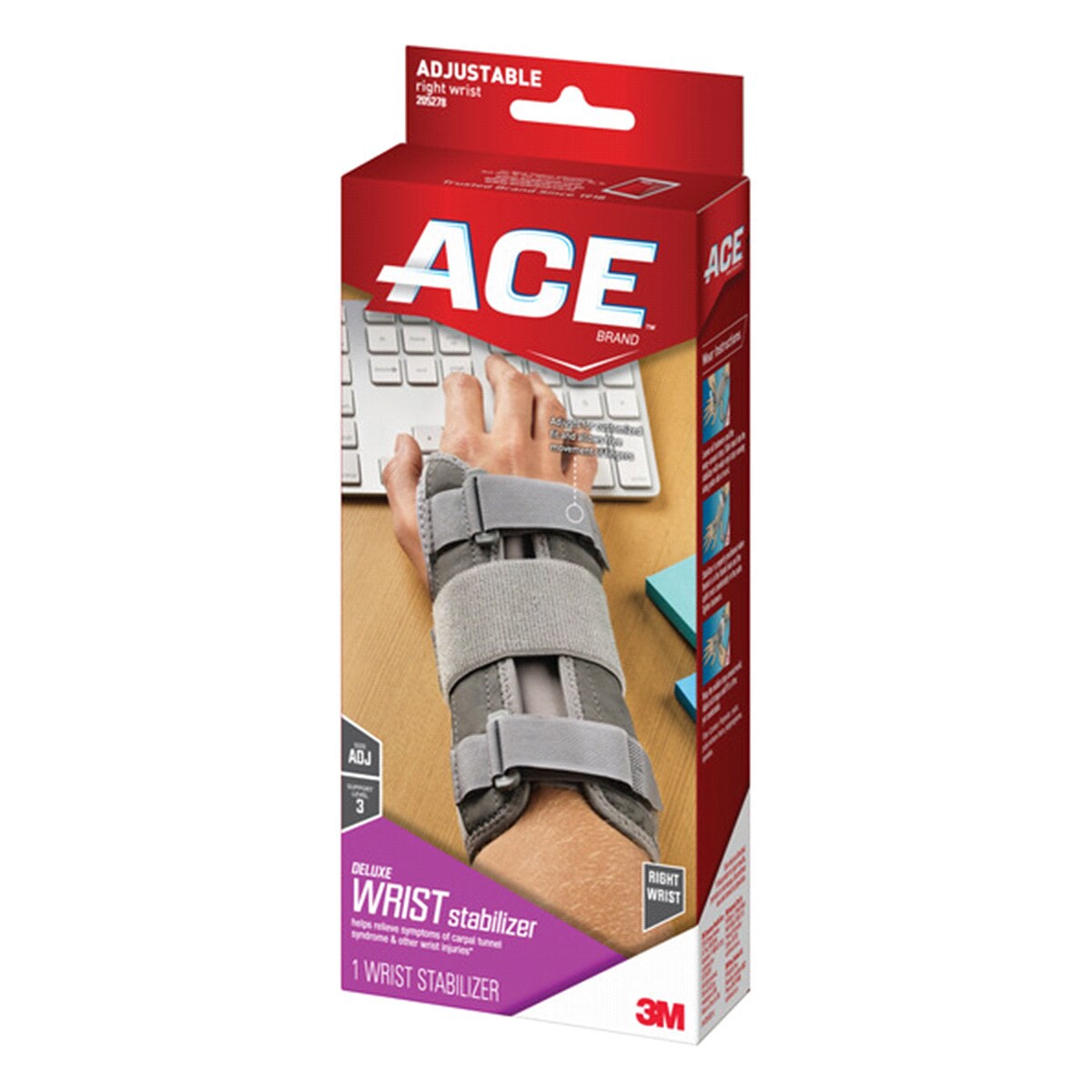 slide 3 of 3, ACE Brand Deluxe Wrist Stabilizer, Adjustable Right, 1 ct