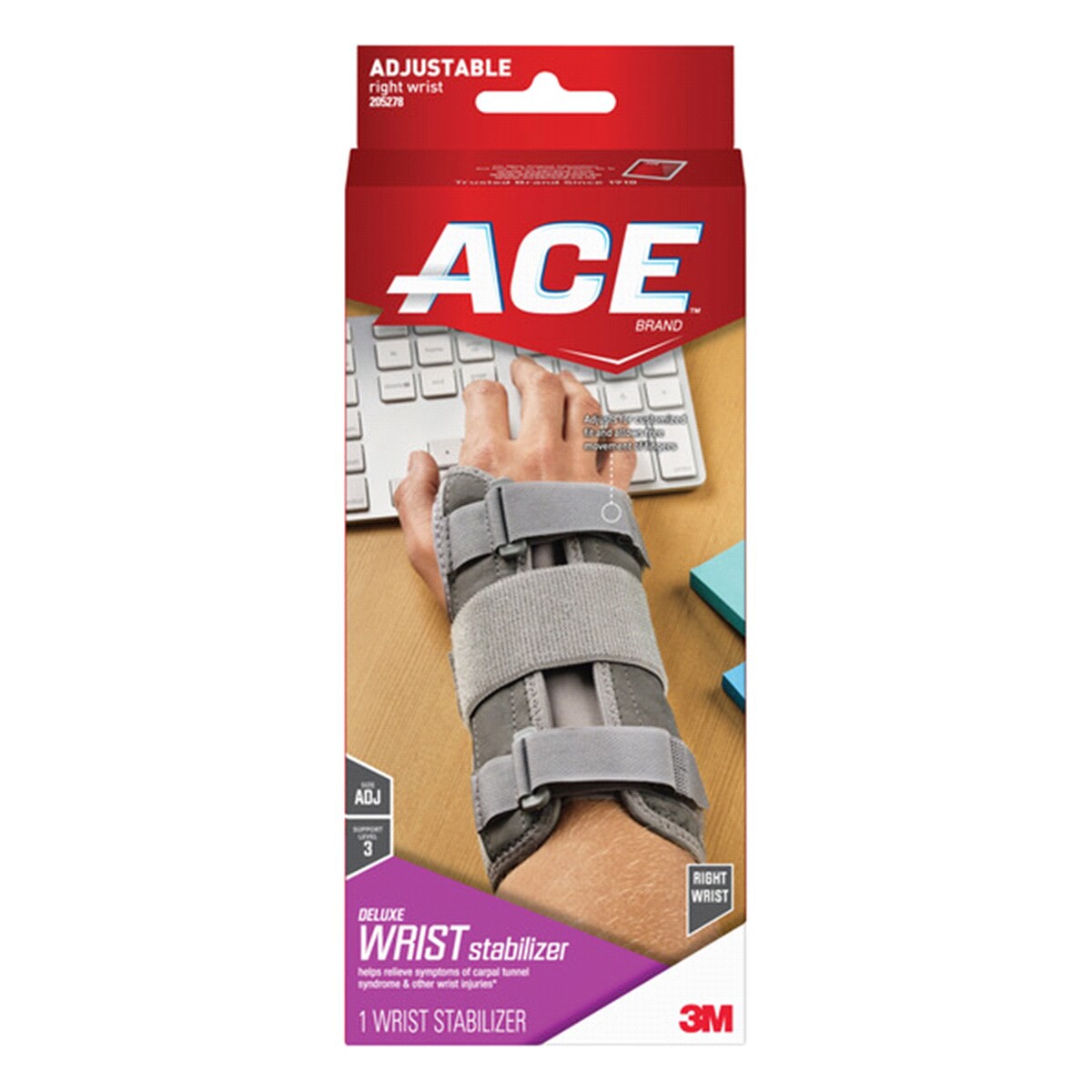 slide 1 of 3, ACE Brand Deluxe Wrist Stabilizer, Adjustable Right, 1 ct