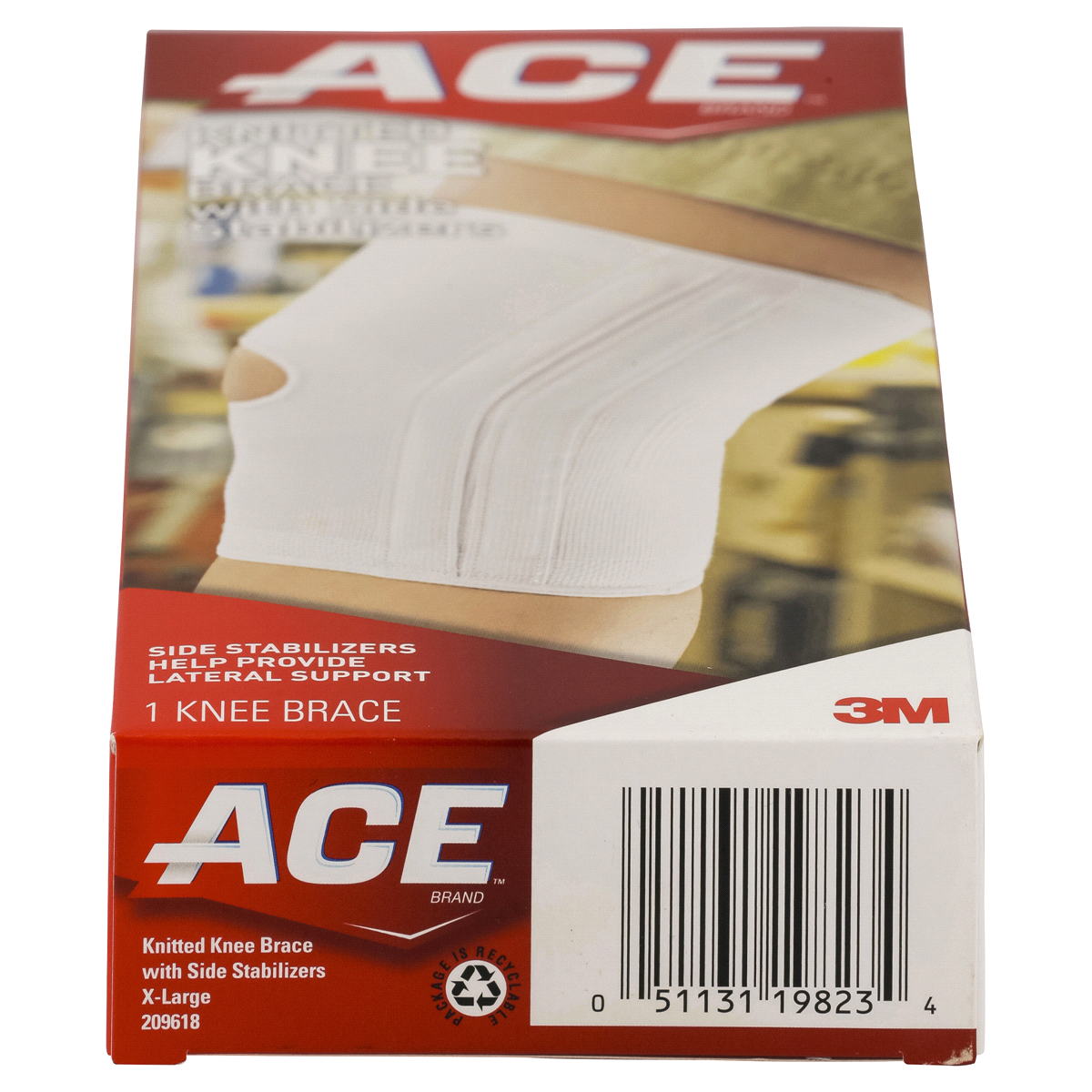 slide 4 of 5, Ace Knitted Knee Brace with Side Stabilizers Moderate Stabilizing, X-Large, XL