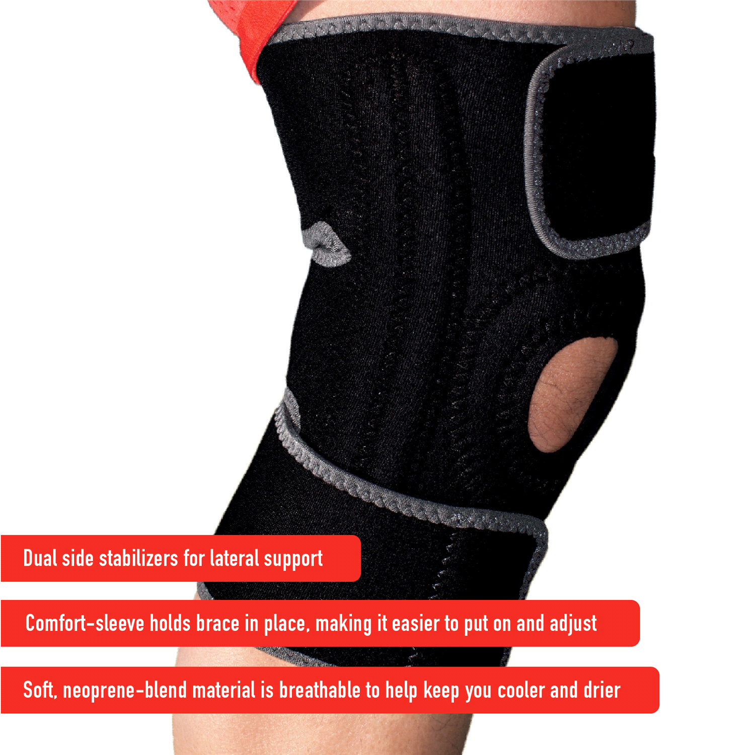 slide 2 of 4, ACE Adjustable Knee Brace with Dual Side Stabilizers, 1 ct