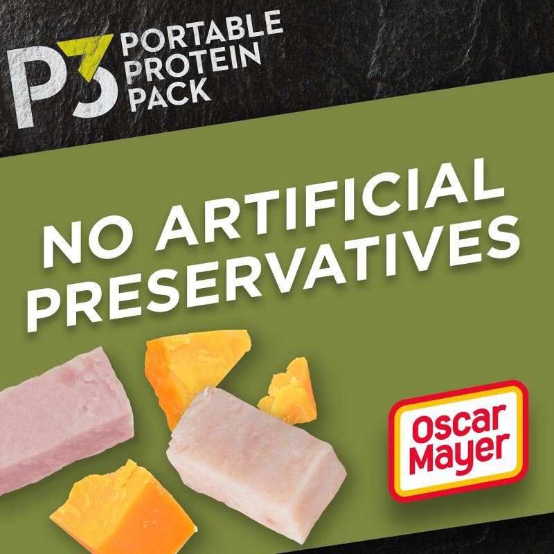 slide 3 of 9, P3 Portable Protein Pack P3 Portable Protein Snack Pack with Turkey, Ham & Cheddar Cheese - 2.3oz, 2.3 oz