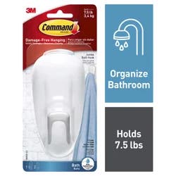 Command Large Bathroom Hook with Water-Resistant Strip