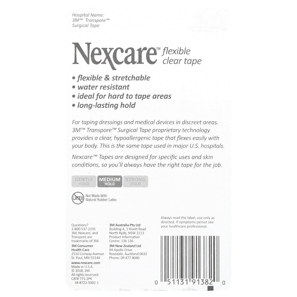 slide 2 of 2, Nexcare Flexible Clear First Aid Tape, 2 ct