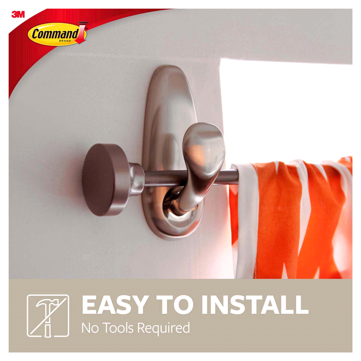 slide 3 of 5, Command™ Command 3M Command Damage-Free Hanging Large Brushed Nickel Metal Hook, 1 ct