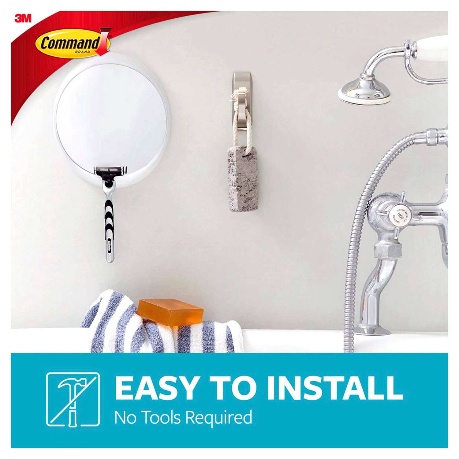 slide 3 of 5, Command Modern Reflections Hook With Water-Resistant Strips Large, 1 ct