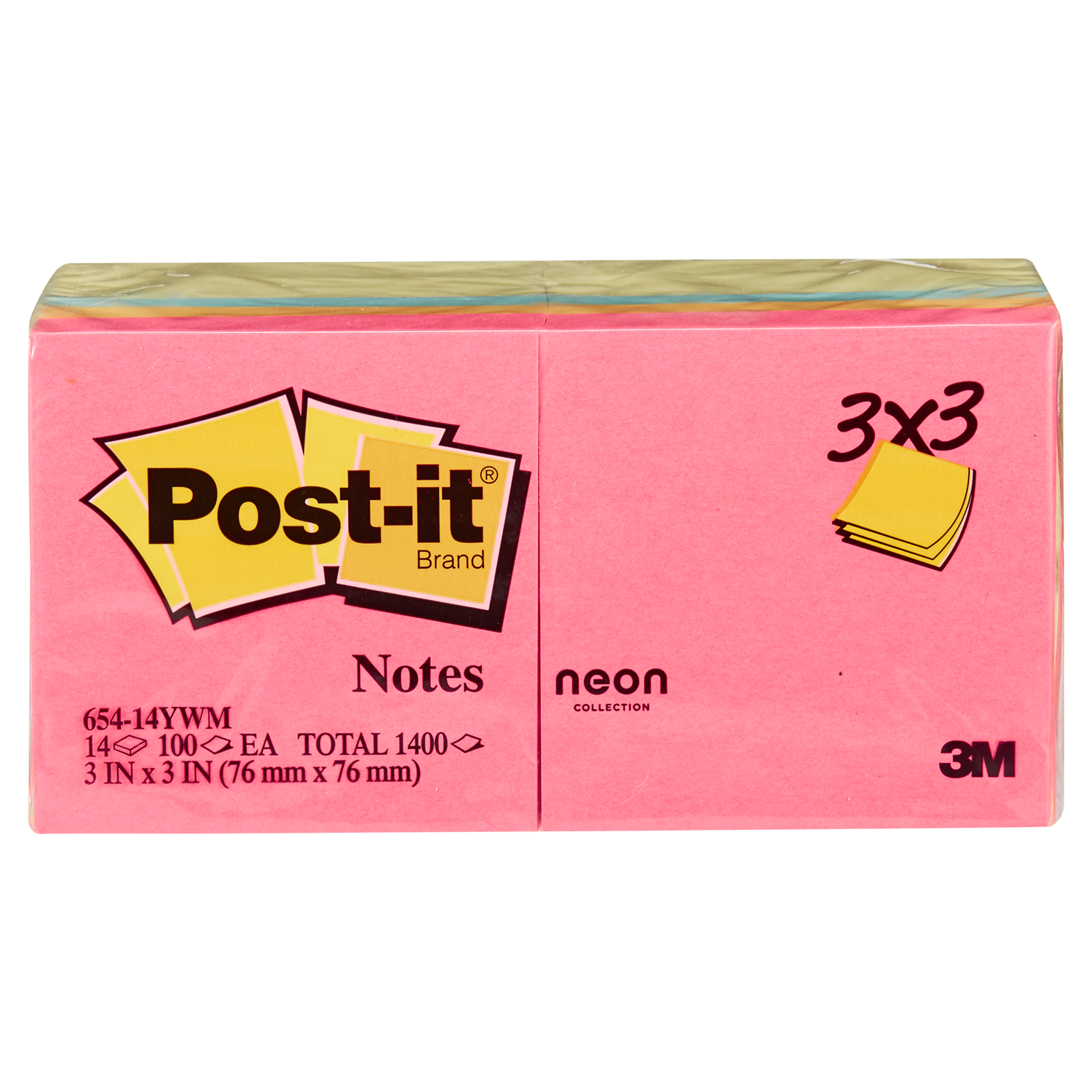 slide 1 of 1, 3M Post-it Notes Value Pack, 3 in x 3 in, Canary Yellow and Cape Town Collection, 14 Pads/Pack, 1 ct