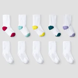 Girls' 10pk Athletic Crew Socks - Cat & Jack™ White L