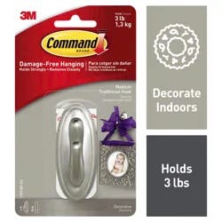 Command Medium Traditional Hook Brushed Nickel