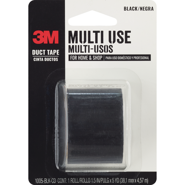 slide 1 of 1, 3M Duct Tape Black 1.5In X5Yd, 1 ct