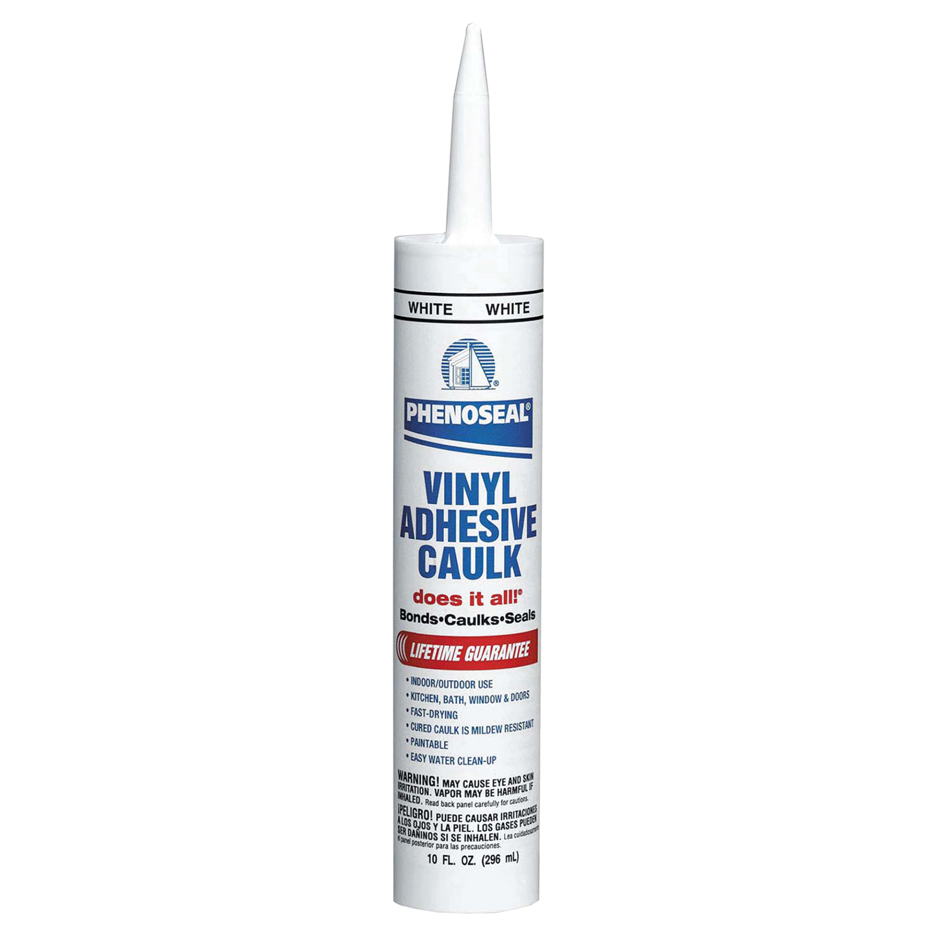 slide 1 of 1, Phenoseal Does It All! Vinyl Adhesive Caulk, White, 10 fl oz