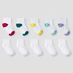 Girls' 10pk Ankle Athletic Socks - Cat & Jack™ White M