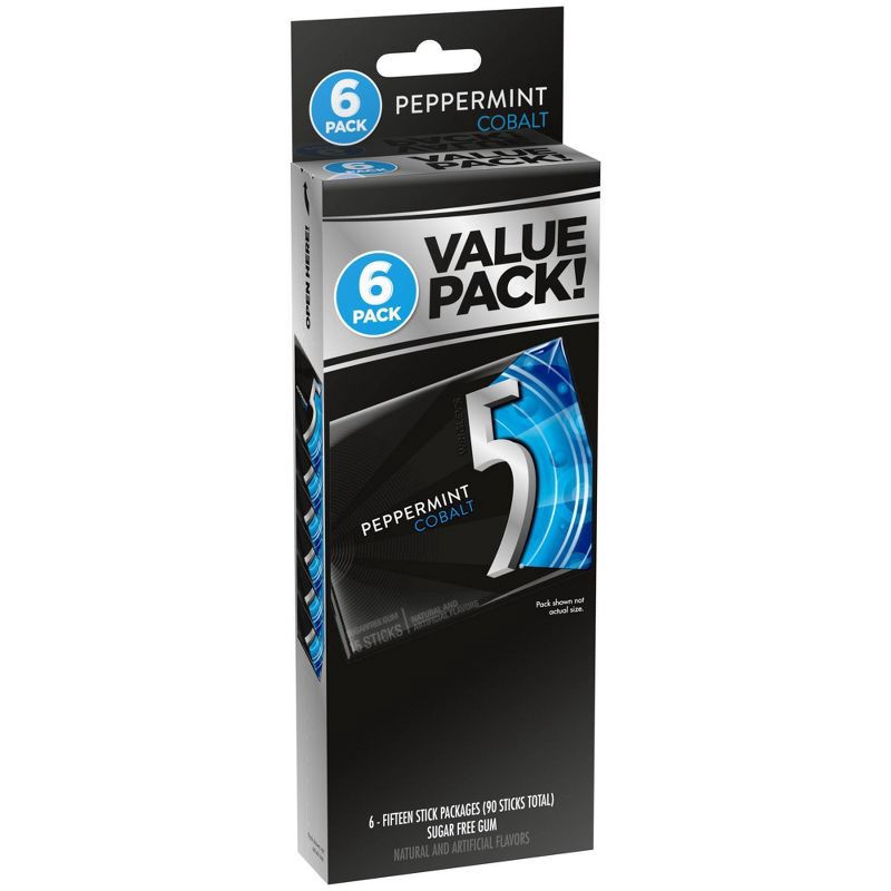 slide 10 of 12, 5 Gum Sugar-Free Peppermint Cobalt Chewing Gum - 15ct/6pk, 15 ct, 6 ct