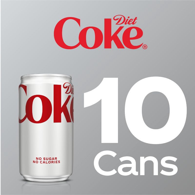 slide 4 of 7, Diet Coke Soda - 10pk/7.5 fl oz Mini-Cans, 10 ct; 7.5 fl oz