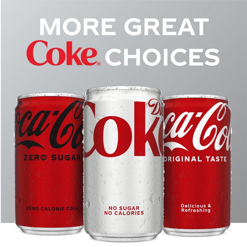 slide 5 of 7, Diet Coke Soda - 10pk/7.5 fl oz Mini-Cans, 10 ct; 7.5 fl oz