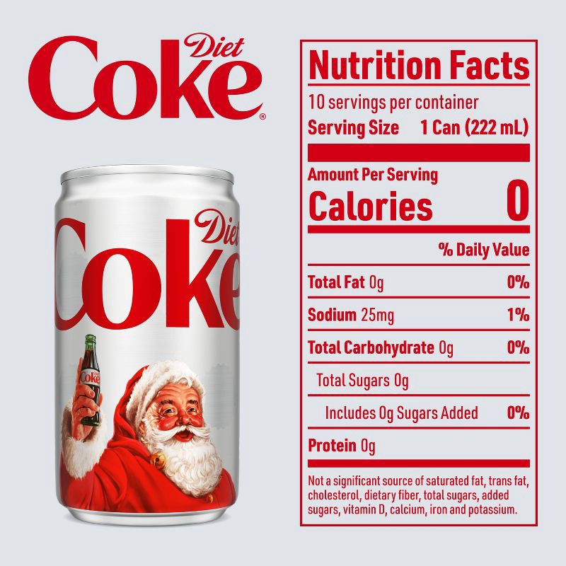 slide 5 of 7, Diet Coke Soda - 10pk/7.5 fl oz Mini-Cans, 10 ct; 7.5 fl oz