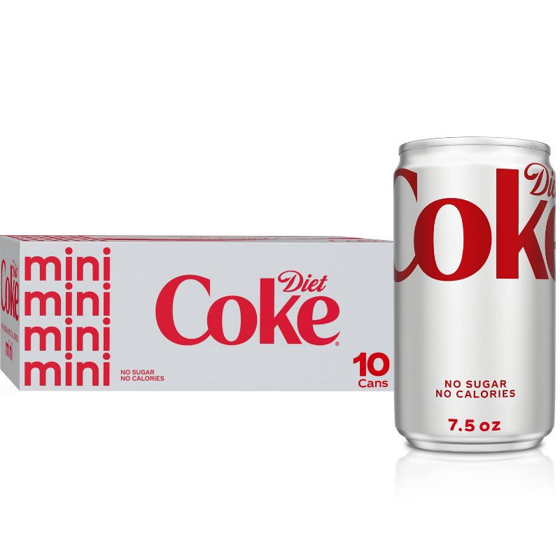 slide 1 of 7, Diet Coke - 10pk/7.5 fl oz Mini-Cans, 10 ct; 7.5 fl oz