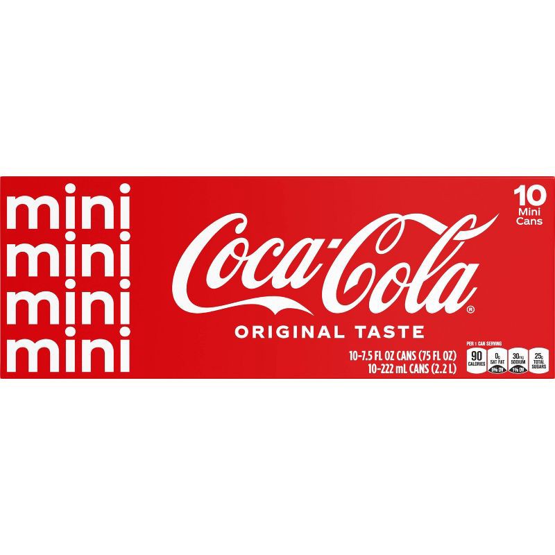 slide 2 of 9, Coca-Cola - 10pk/7.5 fl oz Mini-Cans, 10 ct; 7.5 fl oz