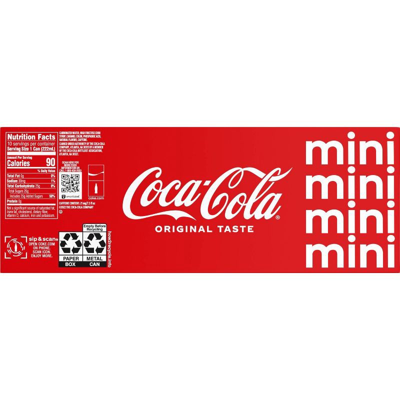 slide 5 of 9, Coca-Cola - 10pk/7.5 fl oz Mini-Cans, 10 ct; 7.5 fl oz