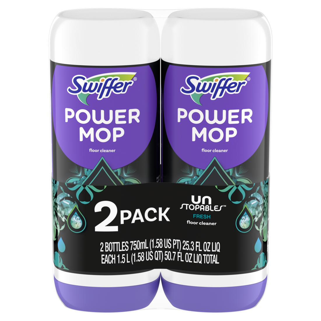 slide 1 of 11, Swiffer Unstopables Fresh PowerMop Floor Cleaner Refill - 2ct/50.7 fl oz, 2 ct; 50.7 fl oz