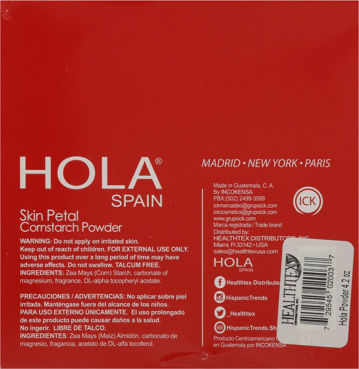 slide 12 of 12, Hola Spain Perfumated Perfumated Cornstarch Powder with Vitamin E 4 oz, 4 oz