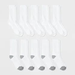 Boys' 10pk Athletic Crew Socks - Cat & Jack™ White M