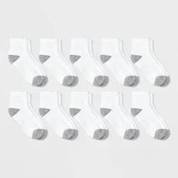 Boys' 10pk Ankle Athletic Socks - Cat & Jack™ White S