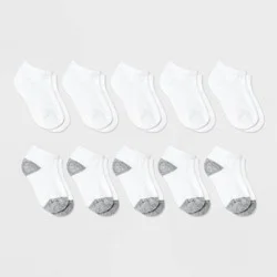 Boys' 10pk Low Cut Athletic Socks - Cat & Jack™ White L