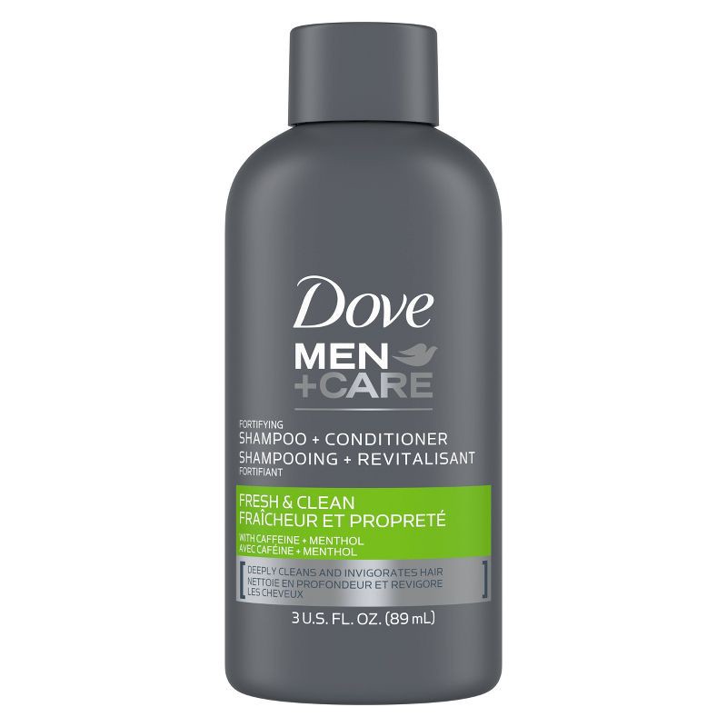 slide 5 of 5, Dove Men+Care Fresh and Clean 2 in 1 Shampoo + Conditioner -Travel Size - 3 fl oz, 3 fl oz