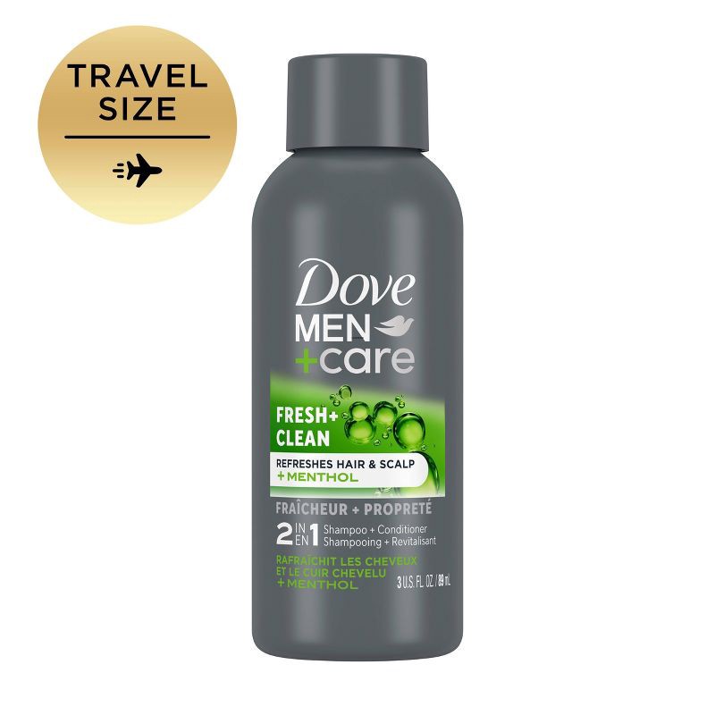 slide 2 of 7, Dove Men+Care Fresh and Clean 2 in 1 Shampoo + Conditioner -Travel Size - 3 fl oz, 3 fl oz