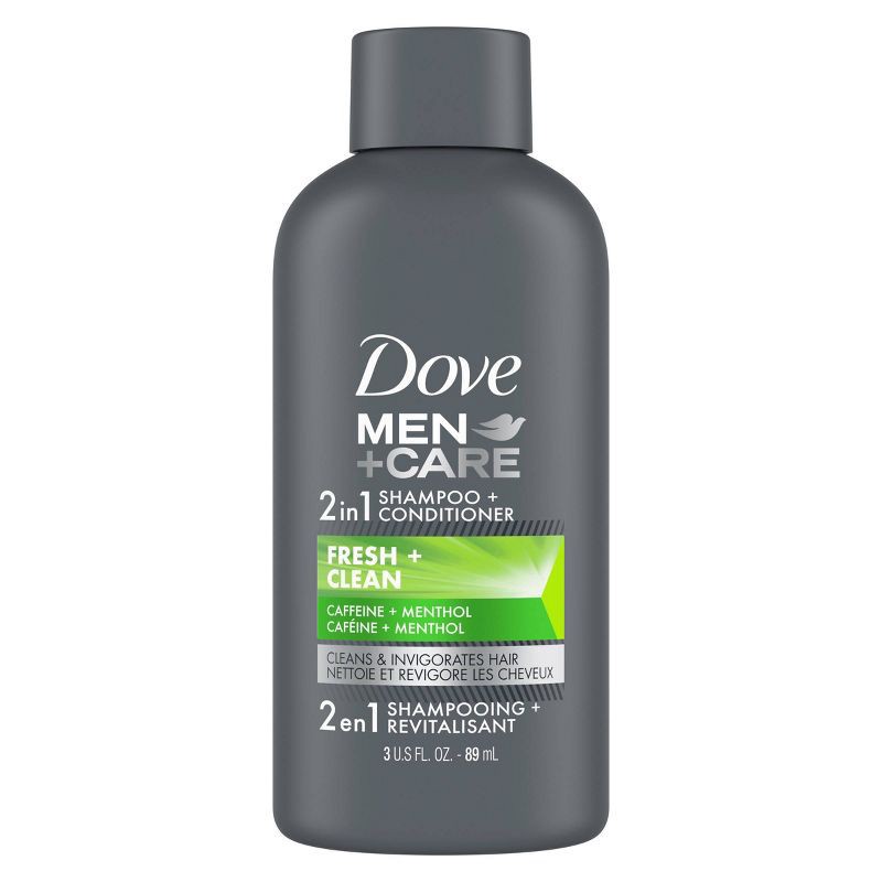 slide 1 of 7, Dove Men+Care Fresh and Clean 2 in 1 Shampoo + Conditioner -Travel Size - 3 fl oz, 3 fl oz
