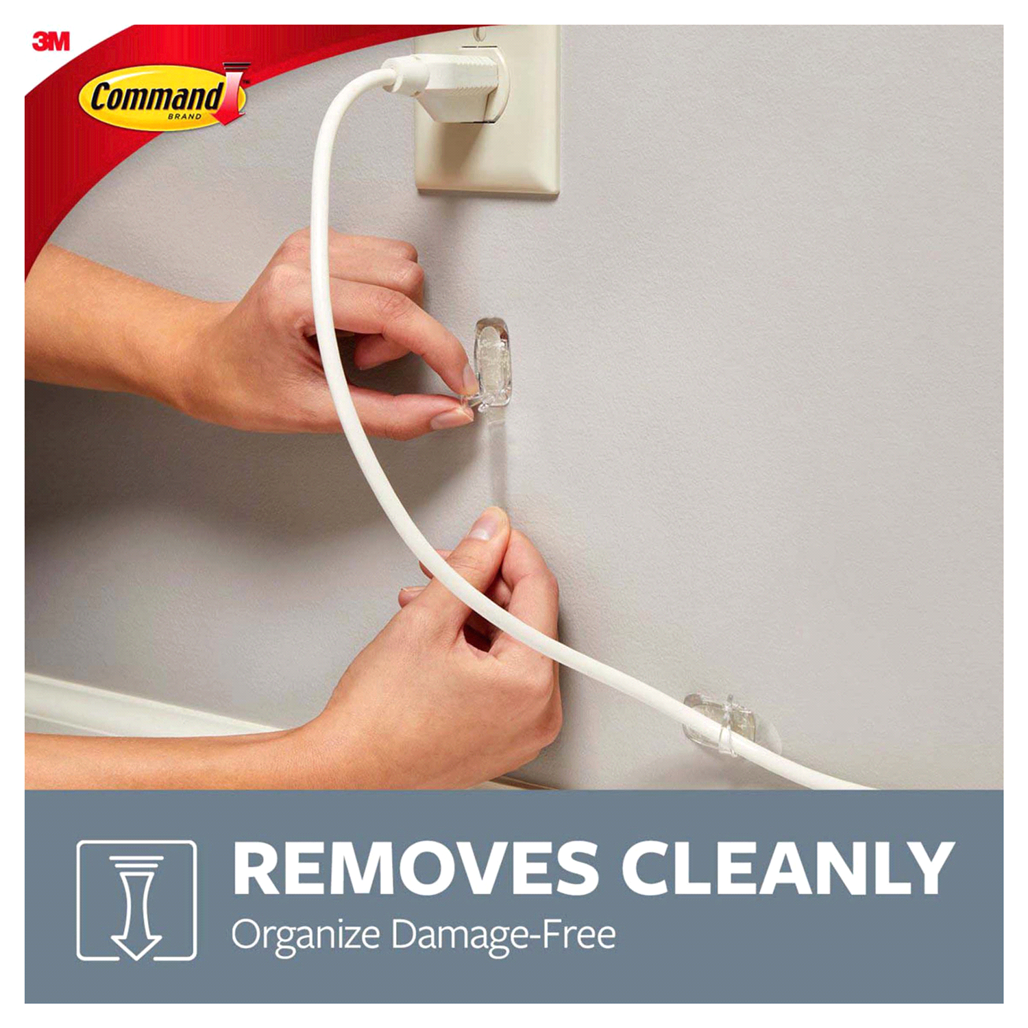 slide 5 of 5, 3M Command Clear Damage Free Round Cord Clips, 10 ct