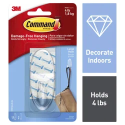 Command Large Clear Hook With Clear Strips