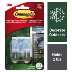 Command Medium Sized Outdoor Window Decorative Hooks with Strips Clear