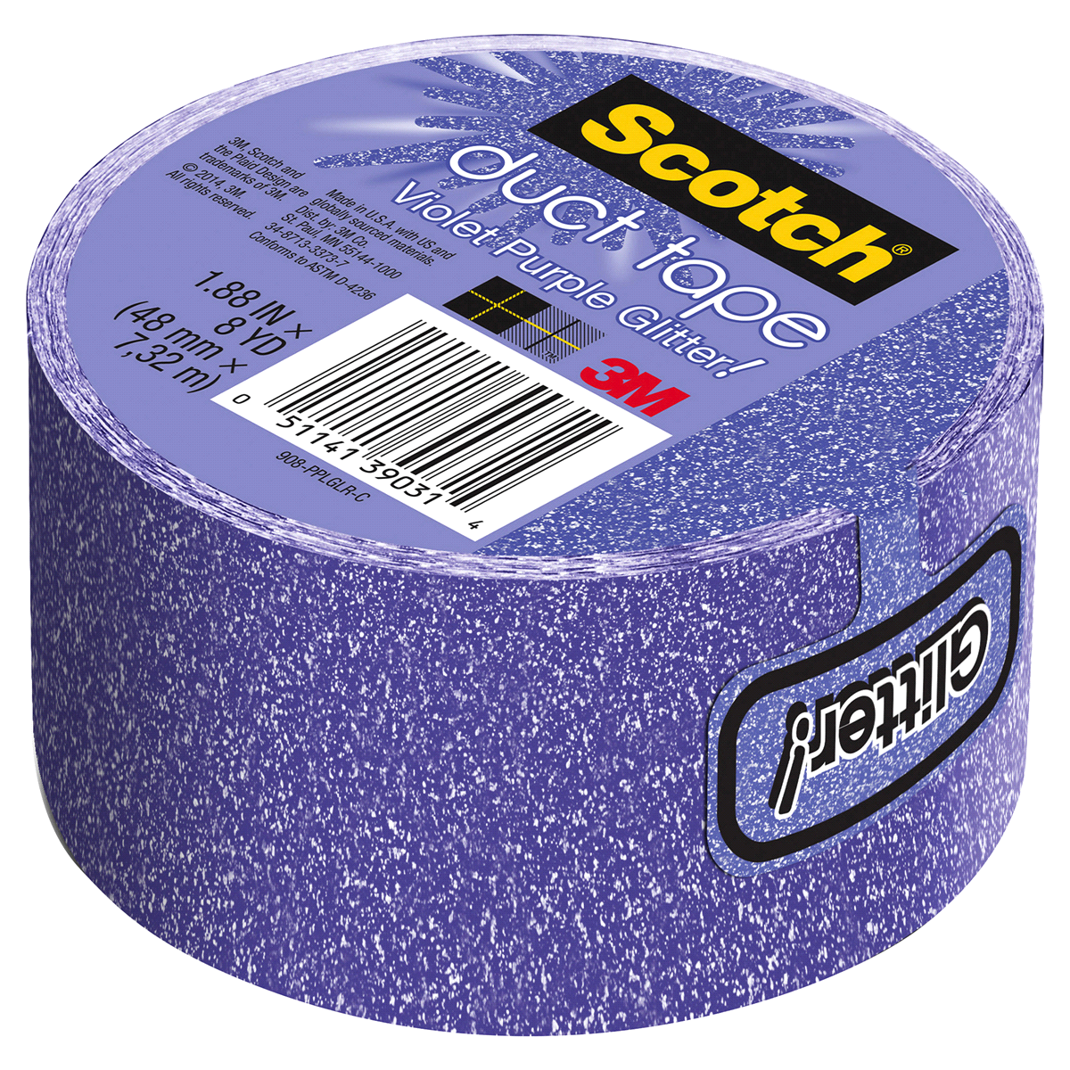 slide 3 of 3, Scotch Duct Tape, Violet Purple Glitter, 8 yd